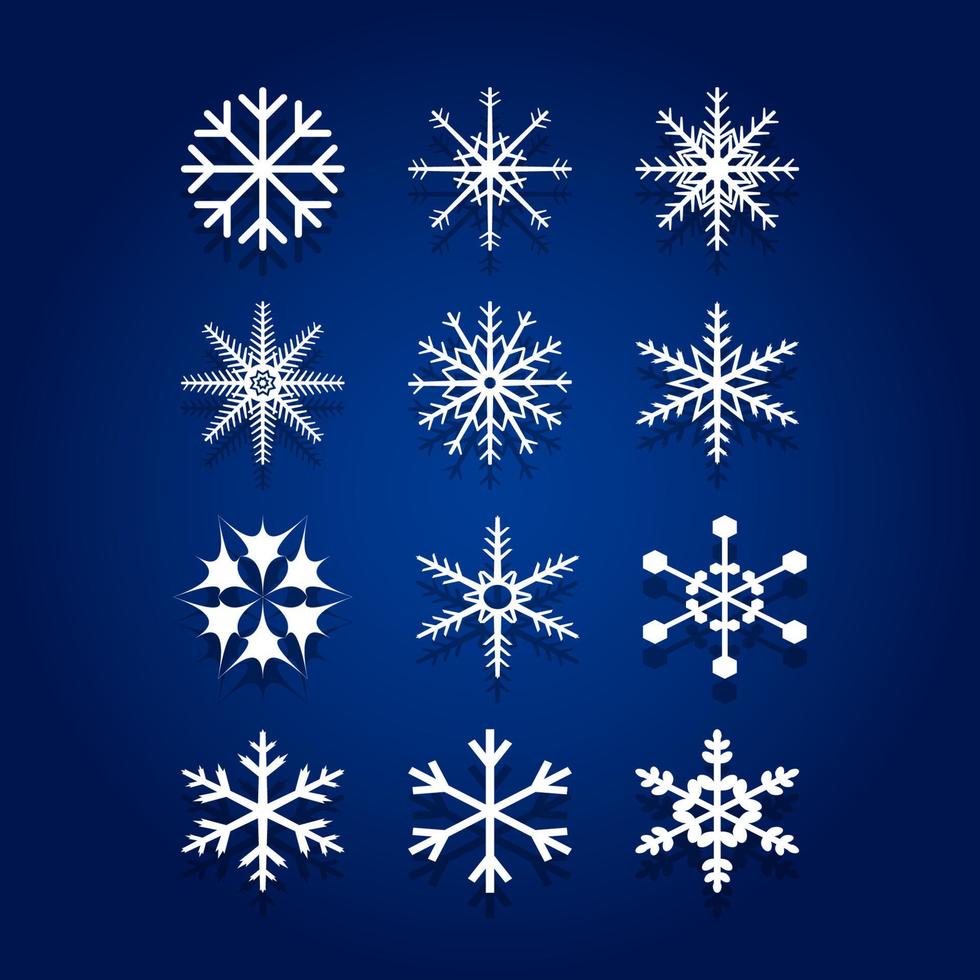 winter sneeuwvlokken instellen vectorillustratie vector