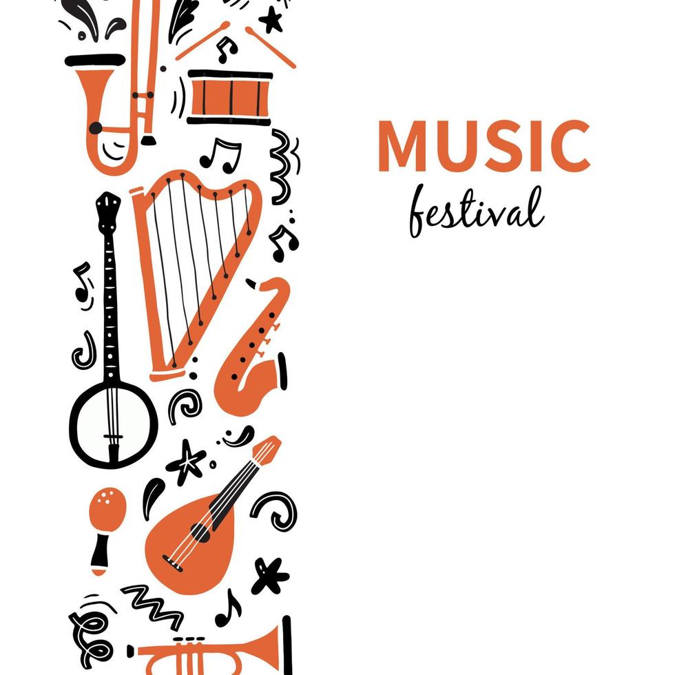 handgetekende muziekfestivalbanners vector