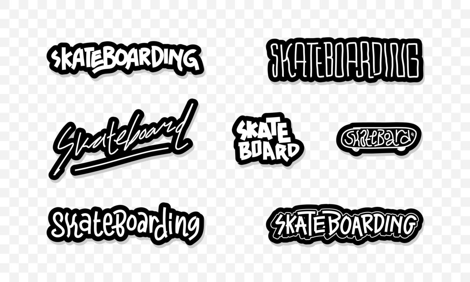 skateboard handgeschreven typografie collectie vector