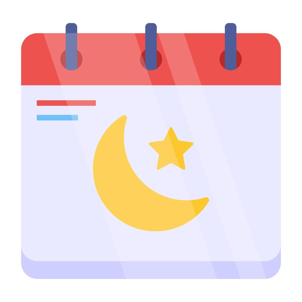 ster en maan op kalender ter aanduiding van concept van eid-kalender vector