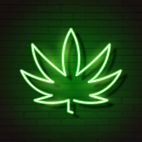 Medicinale Cannabis Logo Blad Gloeiend Neonteken. vector