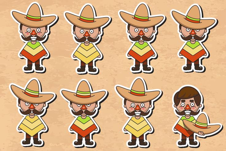 Mexicaanse cultuur Sticker Vector op Vintage achtergrond