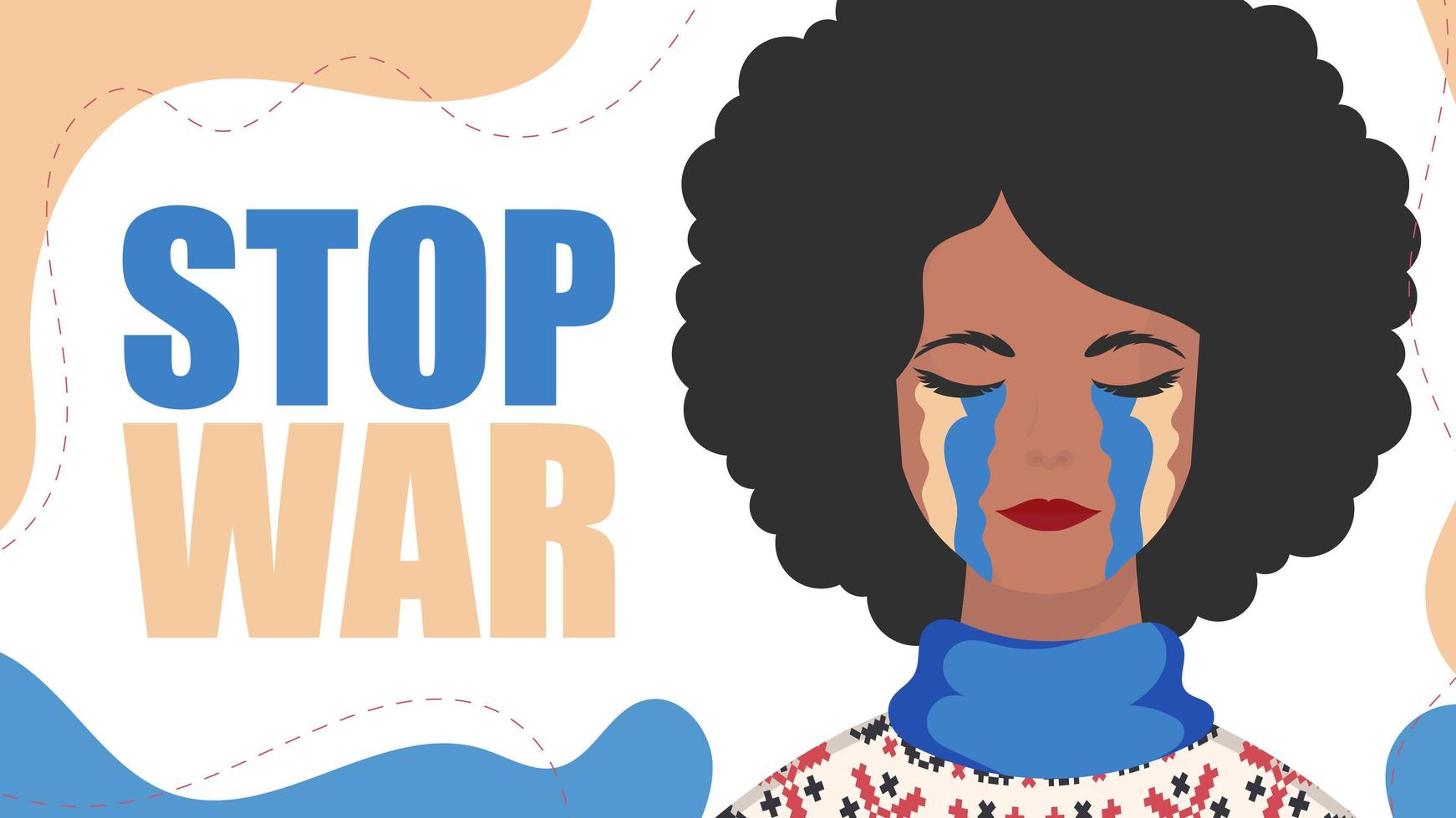 stop de Oorlog. het meisje huilt in de kleur van de vlag van oekraïne. vector. vector