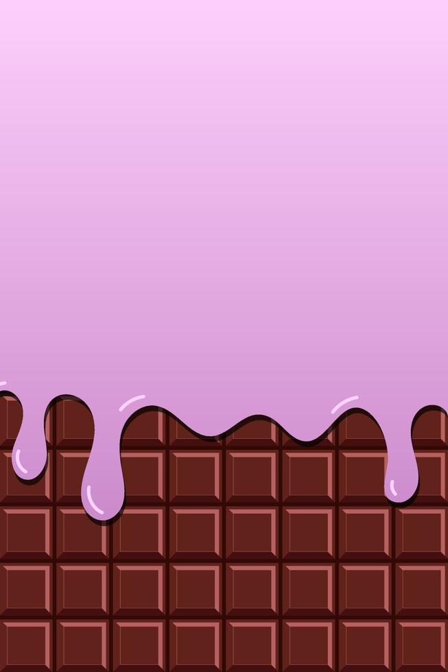 heldere voedselkaart. chocolade en choco glazuur. chocoladepatroon, achtergrond, kaart, poster. chocolade glazuur patroon, achtergrond. inscriptie chocolade druipend glazuur vector
