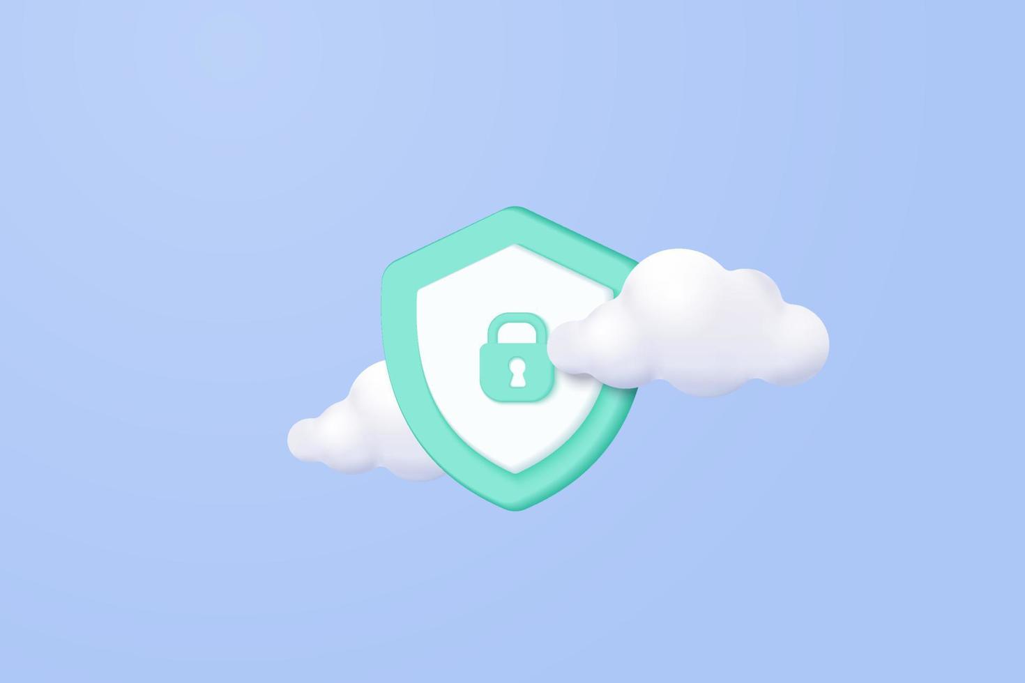 3D-wachtwoord veilig voor online betaling op wolk blauwe hemel achtergrond concept, gebruikersaccount voor 3D-beveiliging met betalingsbescherming op geïsoleerde vector render achtergrond