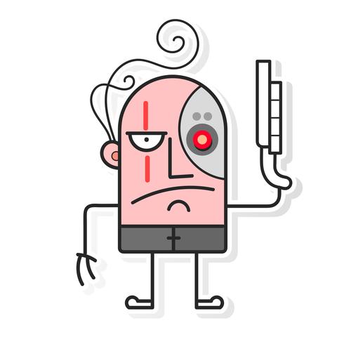 Cartoon cyborg. Vecht tegen cyborg. Cartoon vectorillustratie. vector