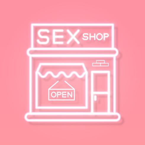 Sex Shop Now Neonreclame. Klaar voor uw ontwerp, wenskaart, banner. Vector