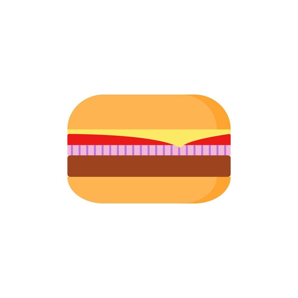 heerlijke hamburgers. vector platte ontwerp hamburger pictogram. hamburger met salade, tomaten, kaas en kotelet. Fast food. vector illustratie