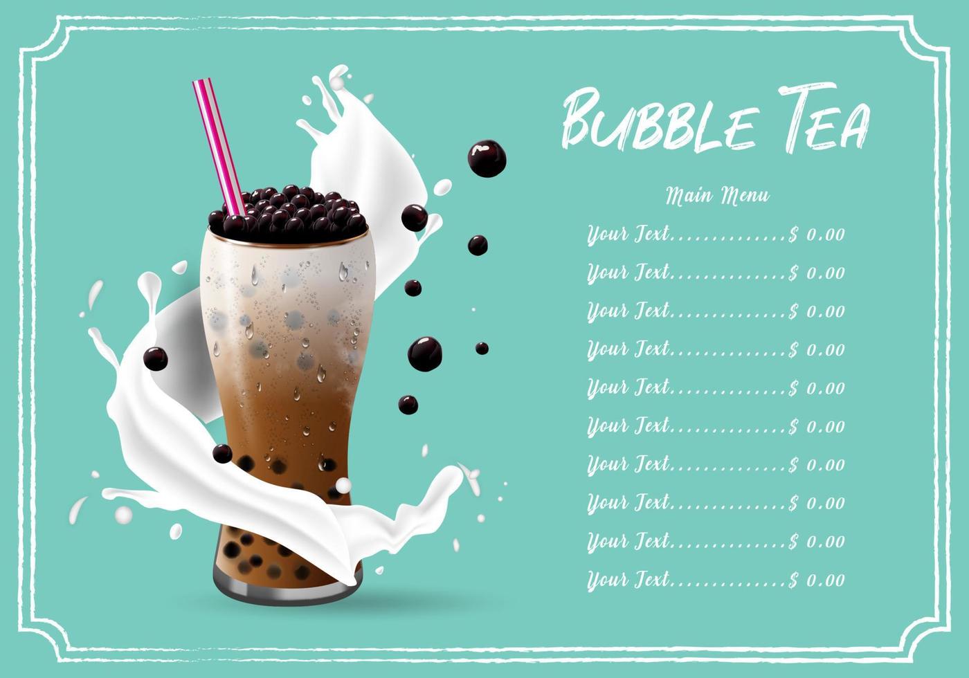 bubbelmelkthee, parelmelkthee, verschillende soorten boba. lekkere drankjes. vector