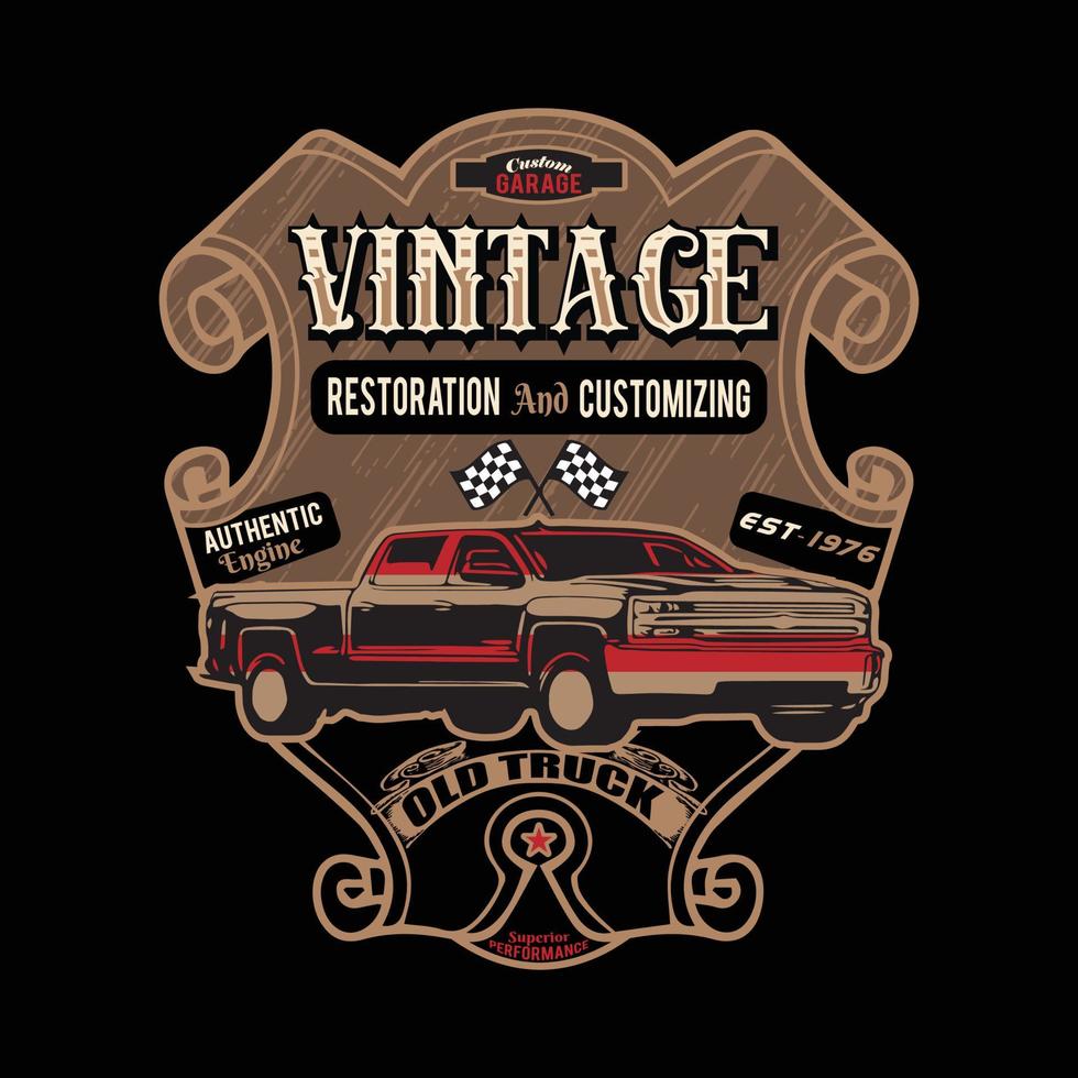 vintage garage douane est. 1976 t-shirt vector. klassiek garage T-shirt vector