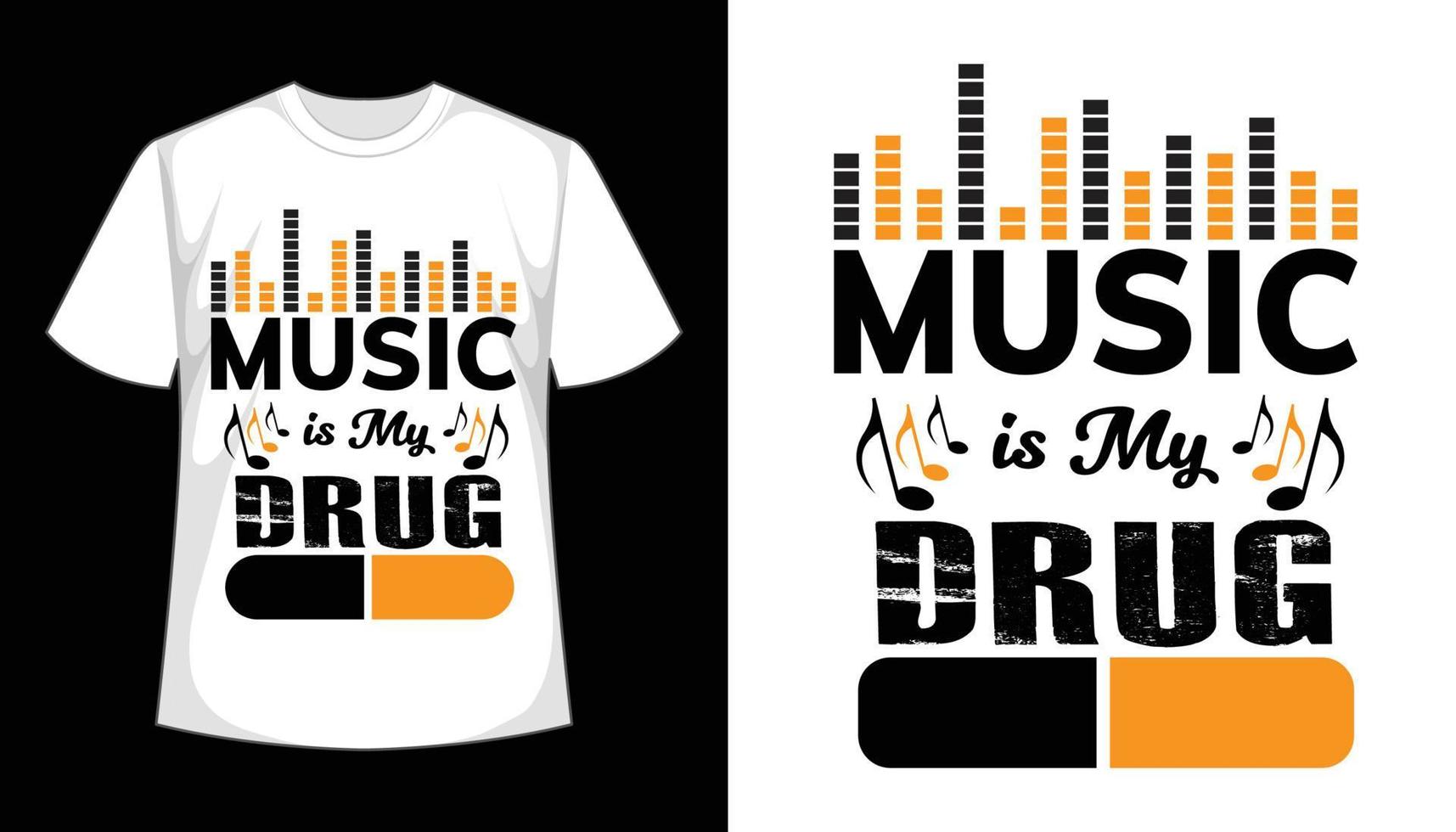 muziek is mijn drug typografie t-shirtontwerp pro vector