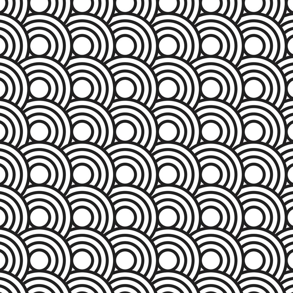naadloze patroon achtergrond ornament van gestreepte concentrische cirkels. zwart en wit. vector