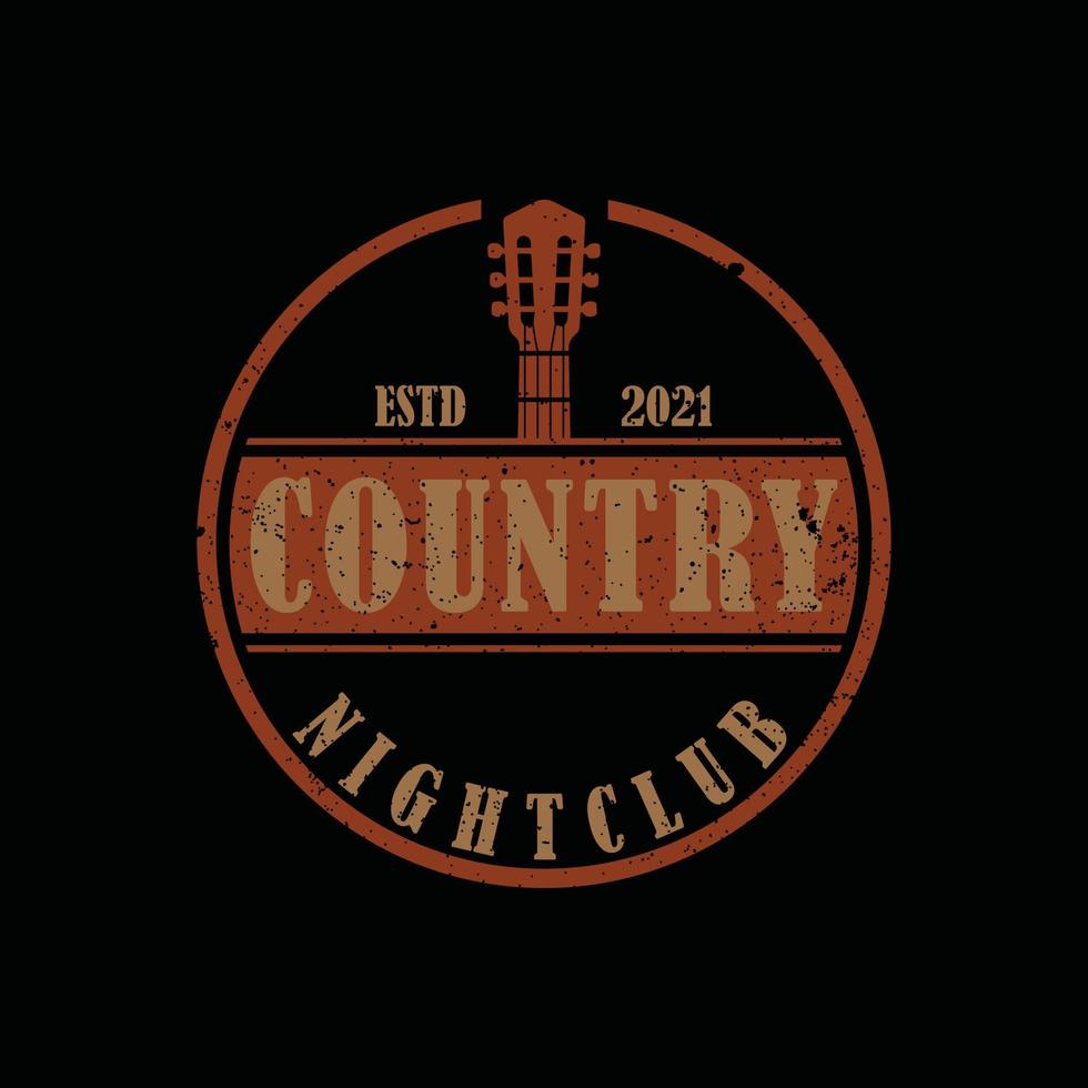 country gitaar muziek western vintage retro salon bar cowboy logo ontwerp vector