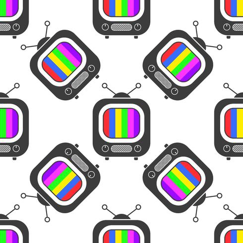 TV-pictogram in lijnstijl naadloze patroon achtergrond. Zakelijke platte vectorillustratie. Televisieteken vector