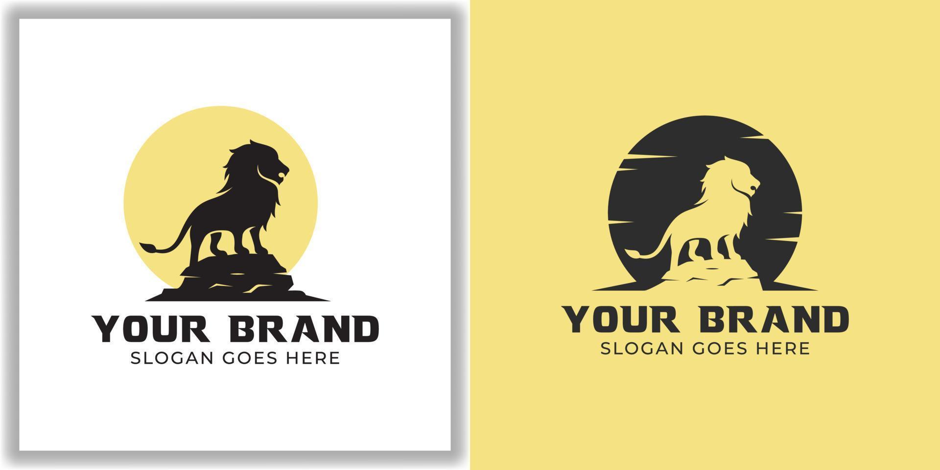 silhouet leeuw wildlife logo vector zijaanzicht. symbool van moed, moed en macht icoon vector