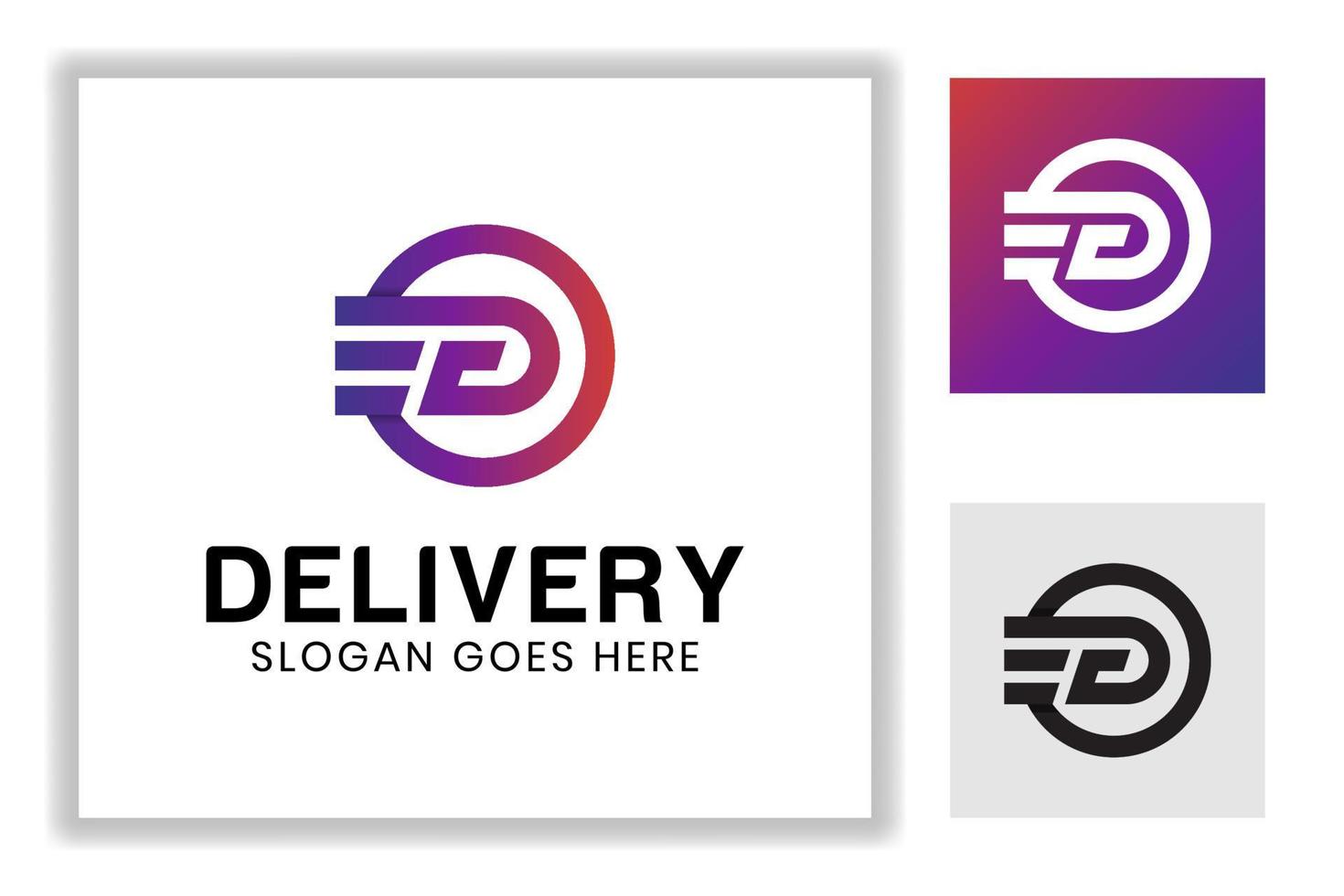 monogram kleurverloop letter d met hoge snelheid symbool voor levering logistiek express logo sjabloon vector