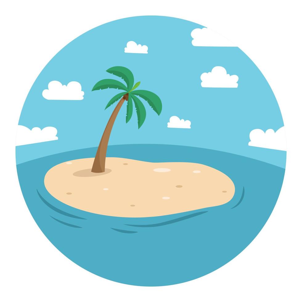 klein eiland met kokospalm vector