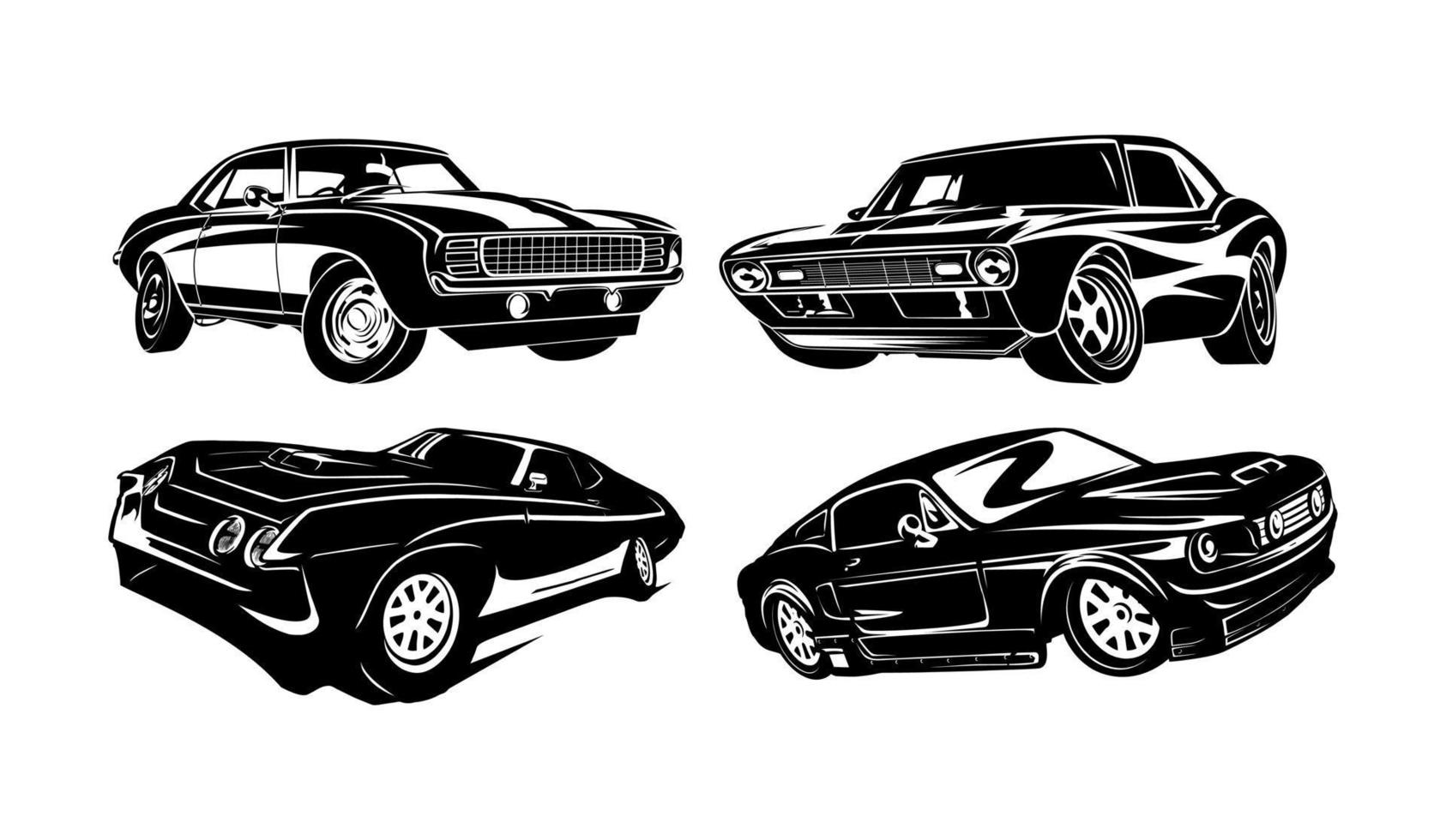 set van spier auto. ontwerpelement voor logo, poster, kaart, banner, embleem, t-shirt. vector illustratie