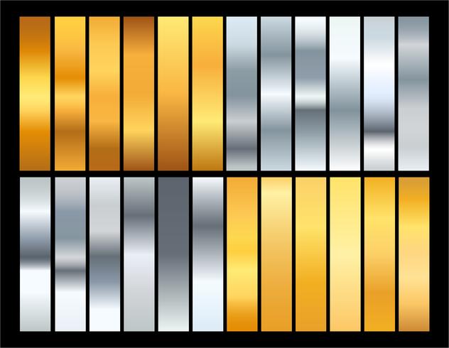 Grote collectie kleurrijke hellingen. Metaalgradiënten bestaande achtergronden. Vector. vector