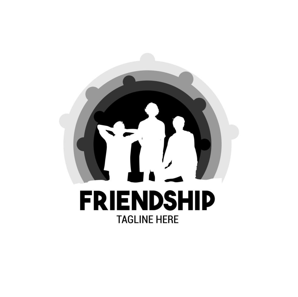 vriendschapslogo met drie personen wordt een symbool in het logo, een logo dat geschikt is voor bedrijven die een relatie hebben vector