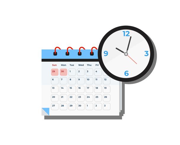 Kalender en klok vector