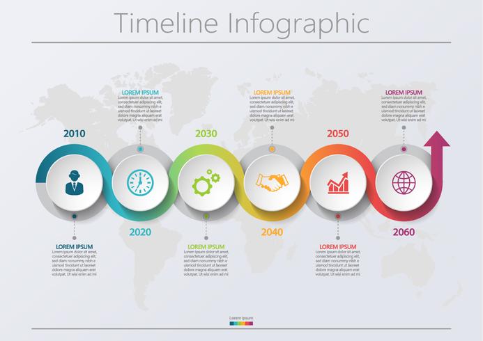 Visualisatie van bedrijfsgegevens. tijdlijn infographic pictogrammen ontworpen voor abstracte achtergrond sjabloon vector