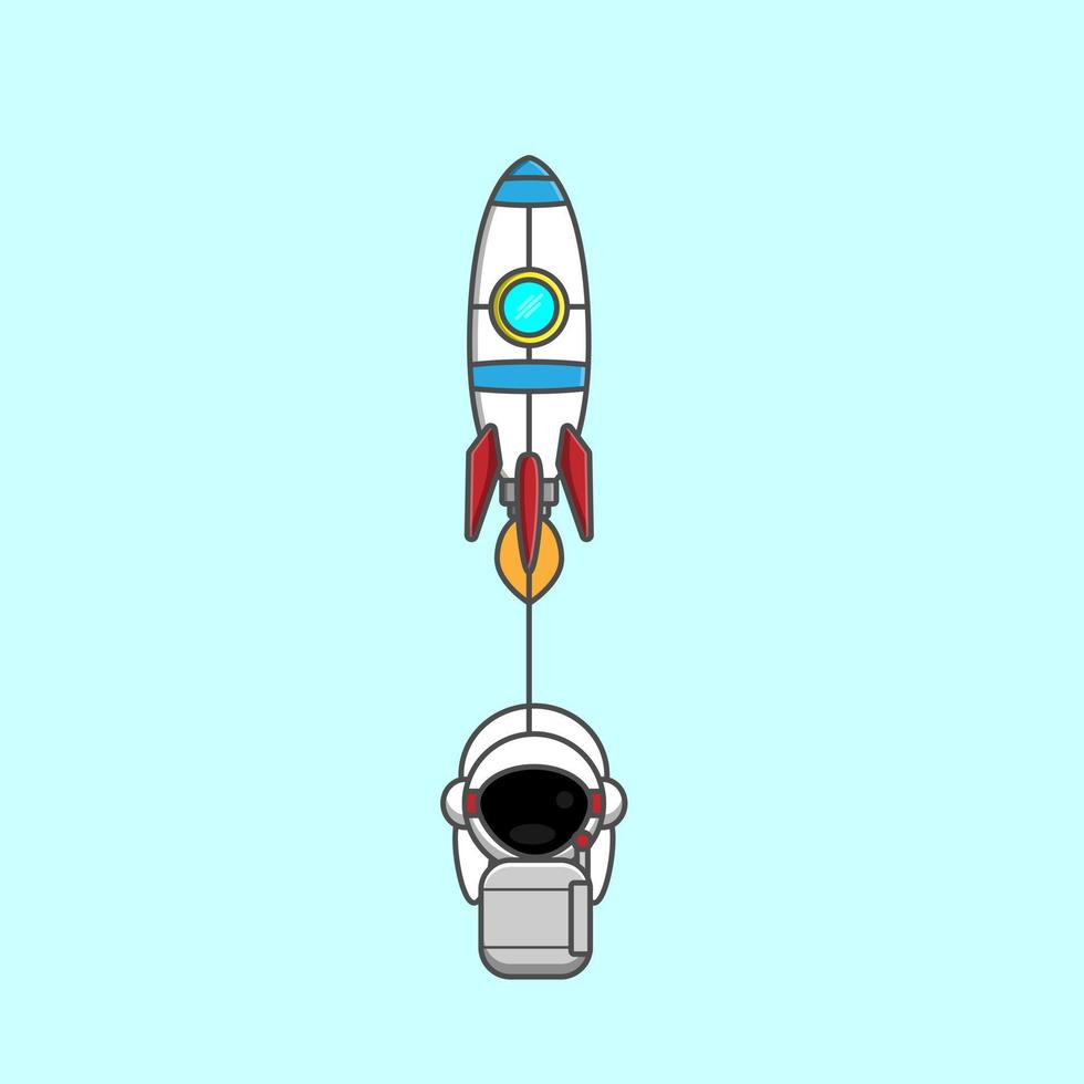 astronaut getrokken door raket vector