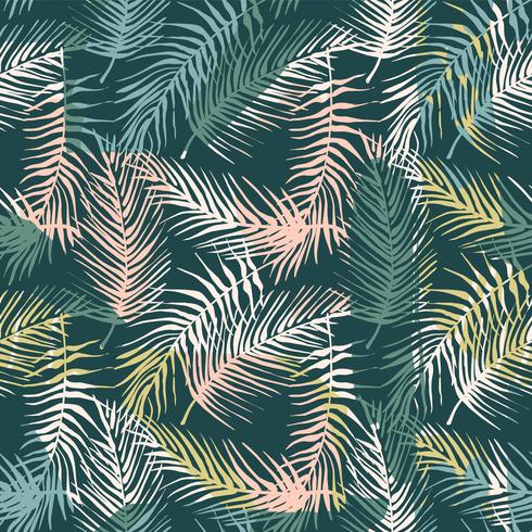 Abstract creatief naadloos patroon met tropische planten en artistieke achtergrond. vector