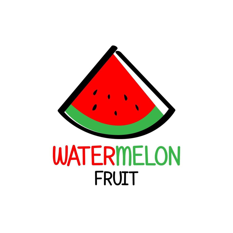 verse watermeloen fruit segment logo symbool handgetekende cartoon stijl voor bedrijfslogo enz vector