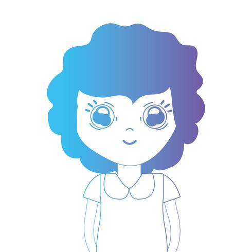 lijn avatar meisje met kapsel en blouse vector