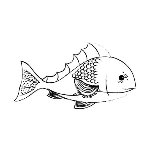 figuur heerlijke zeevruchten vis met natuurlijke voeding vector