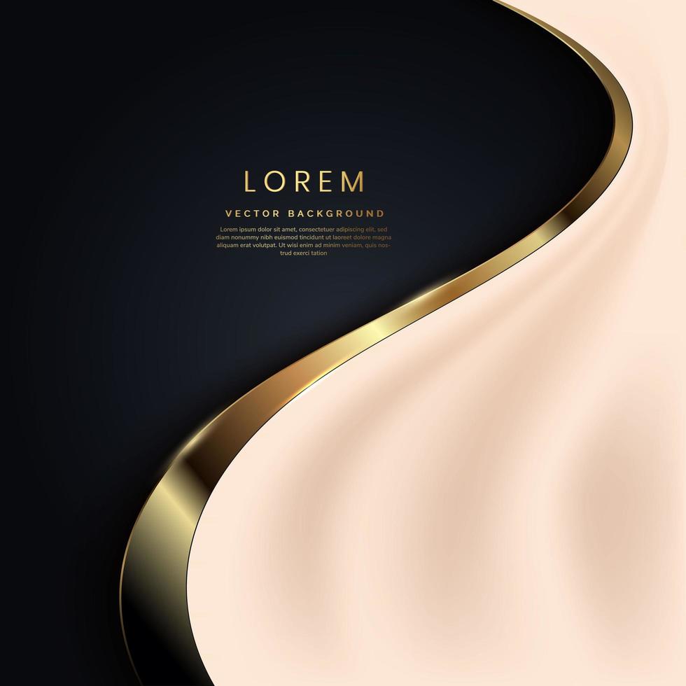 abstracte gouden curve lijn luxe op zwarte achtergrond met kopie ruimte voor tekst. u kunt sjabloon, omslagontwerp, flyer gebruiken. vector