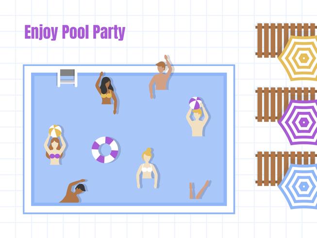 Pool-partij, bovenaanzicht Zwembadvector vector