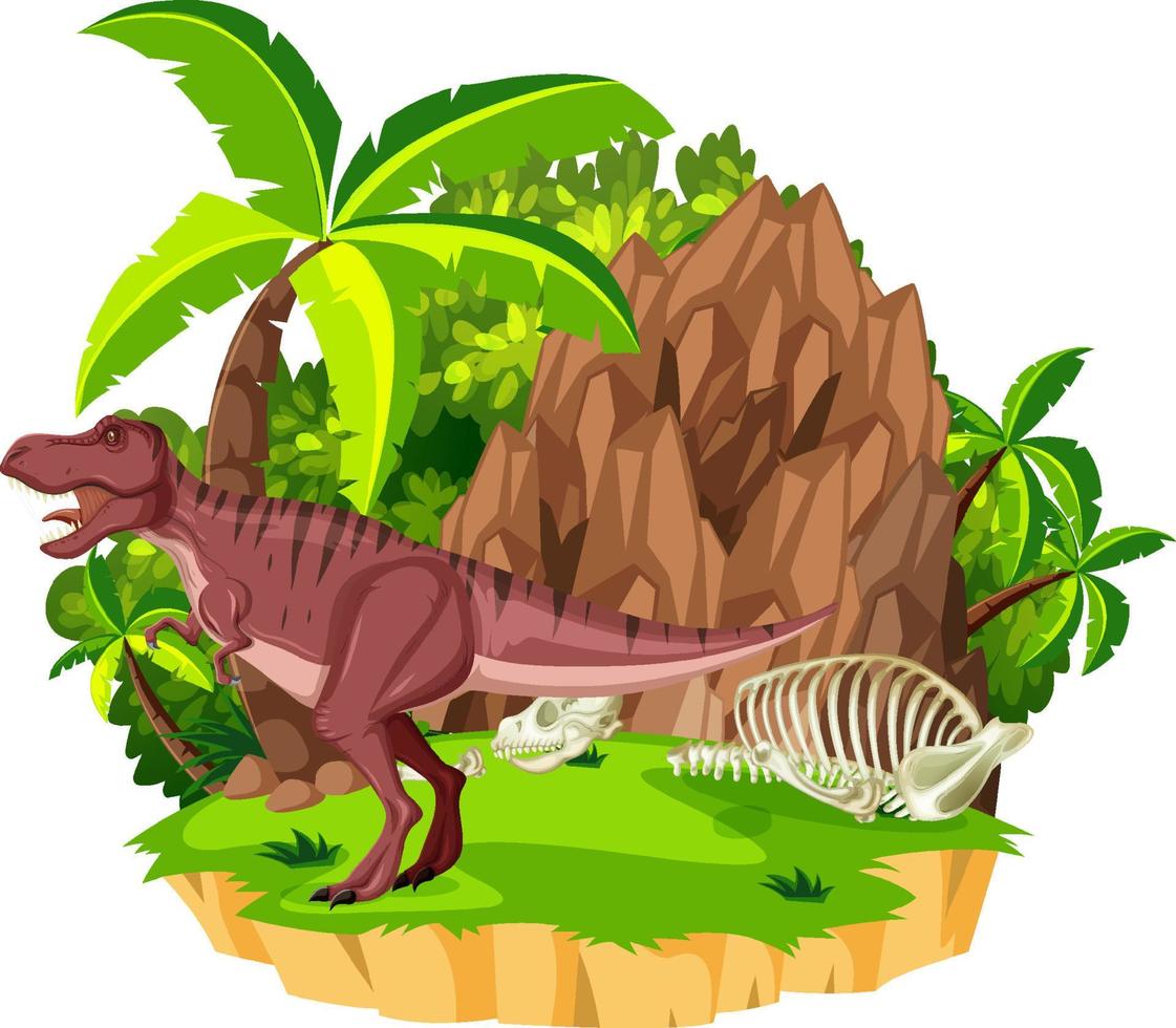 scène met tyrannosaurus rex en bot vector