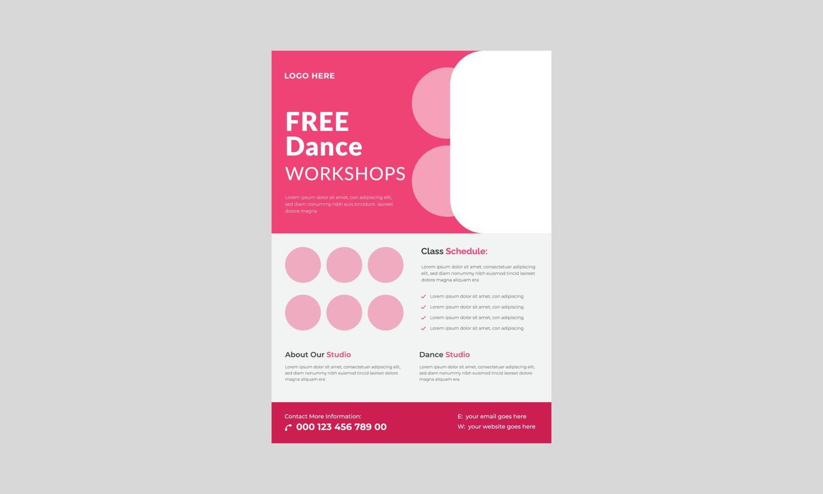 dansstudio-flyer, flyer-sjabloon voor kinderen dansles. kinderen muziekles posterontwerp. vector