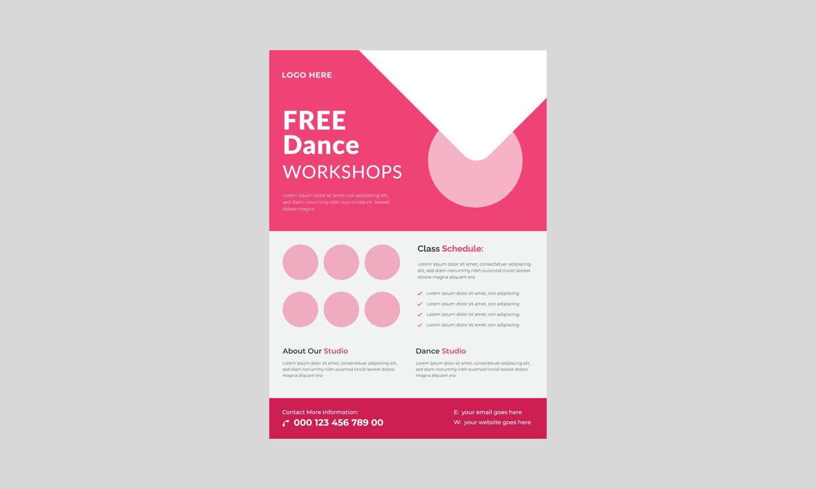 dansstudio-flyer, flyer-sjabloon voor kinderen dansles. kinderen muziekles posterontwerp. vector