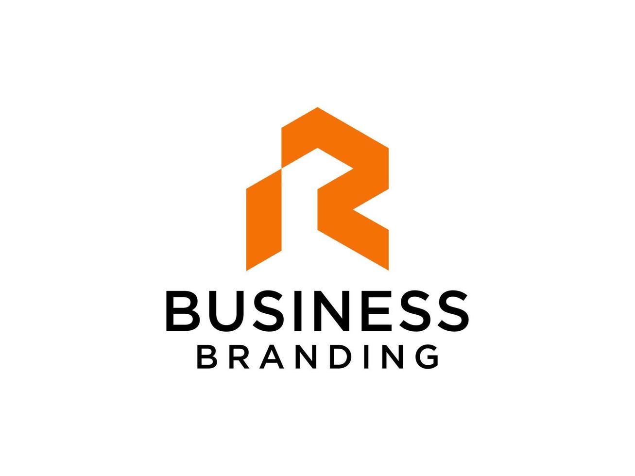 moderne eerste letter r-logo. oranje geometrische vorm geïsoleerd op een witte achtergrond. bruikbaar voor bedrijfs- en merklogo's. platte vector logo-ontwerpelementen sjabloon.
