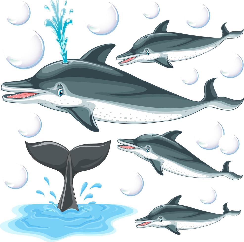 dolfijn met bubbels op witte achtergrond vector