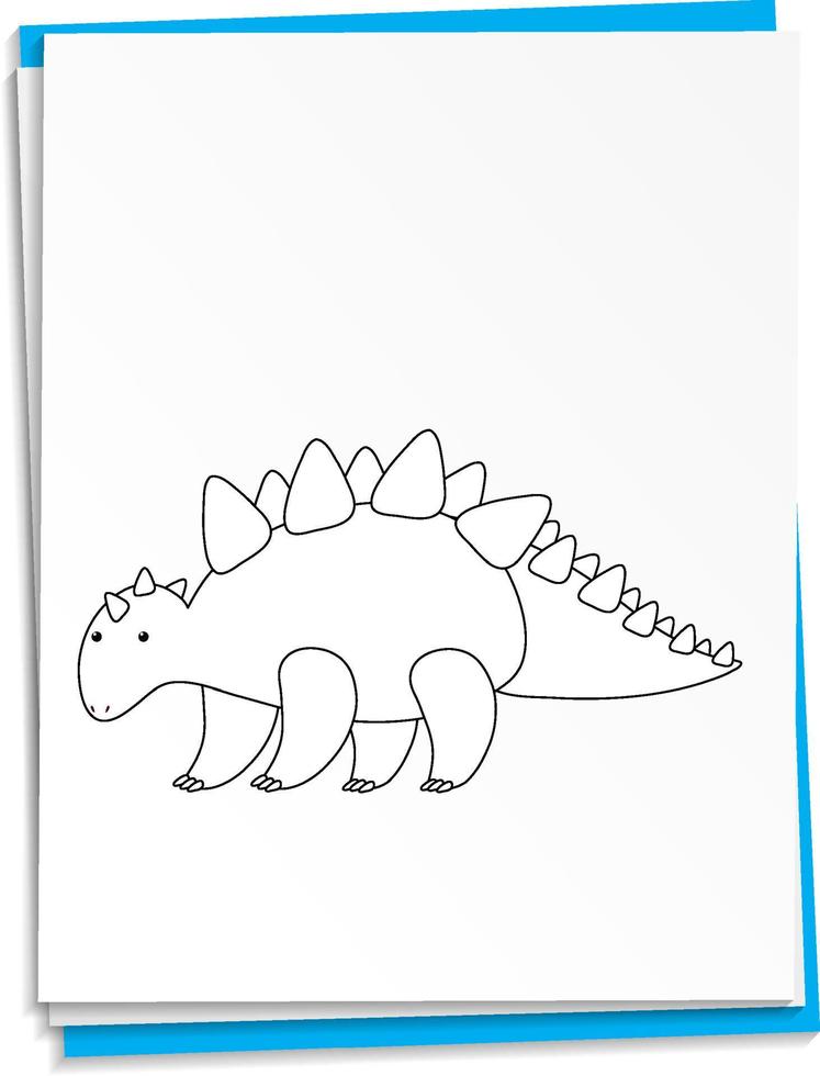 handgetekende dinosaurus op papier vector
