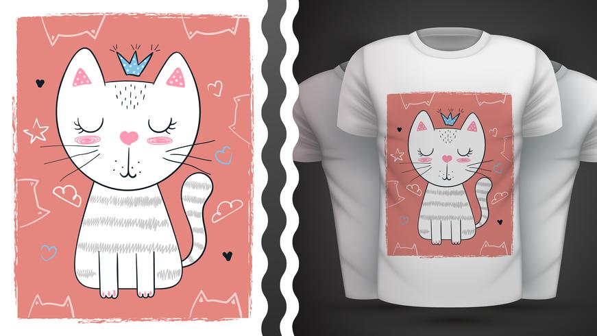 Kat, kat - idee voor print t-shirt. vector