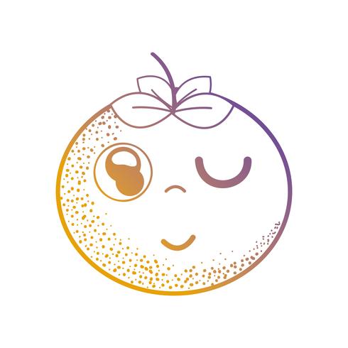 lijn kawaii schattig blij oranje fruit vector