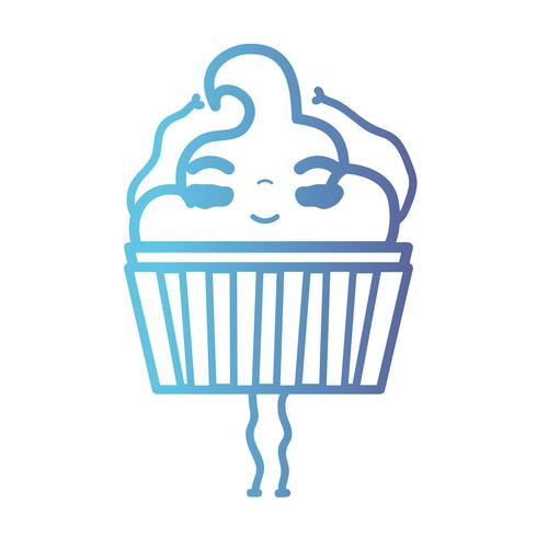 lijn kawaii schattig blij zoete muffin vector