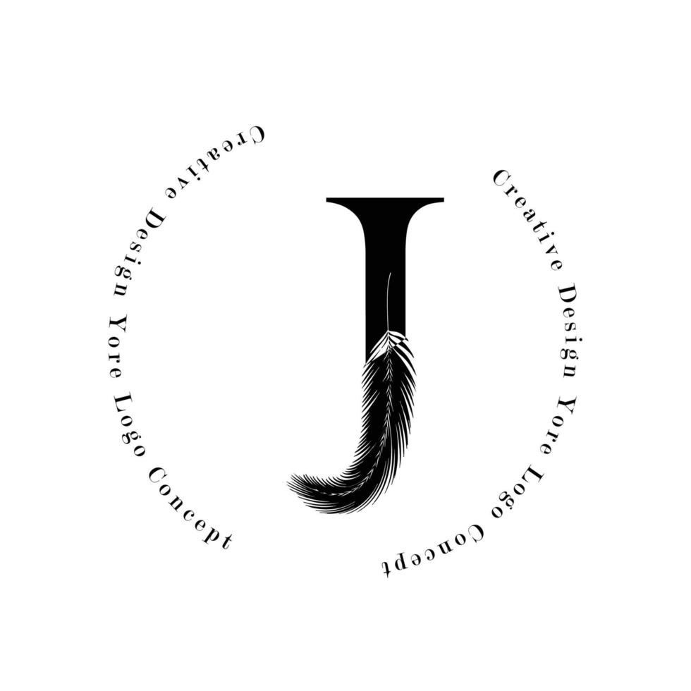 elegante letter j-logo met logo pictogrammen palmboom blad patroon textuur ontwerp. creatief palmboom belettering logo met natuurlijke bio organische ideeën moderne bladeren. vector