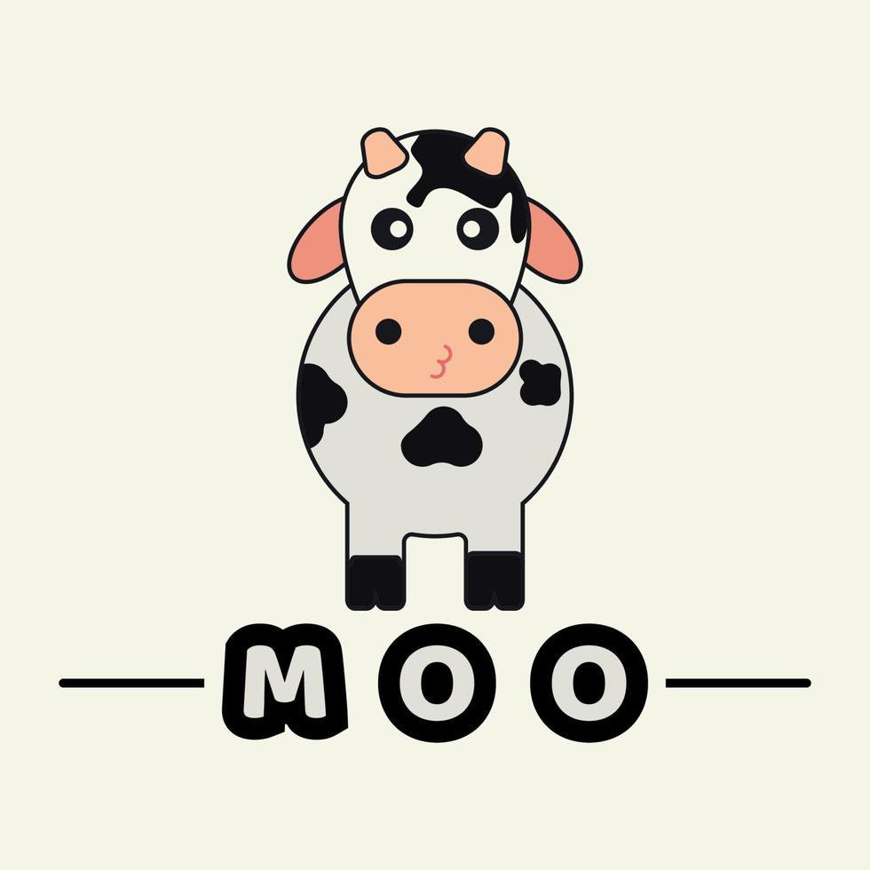 vectorafbeelding van schattige koe met moo-letters vector