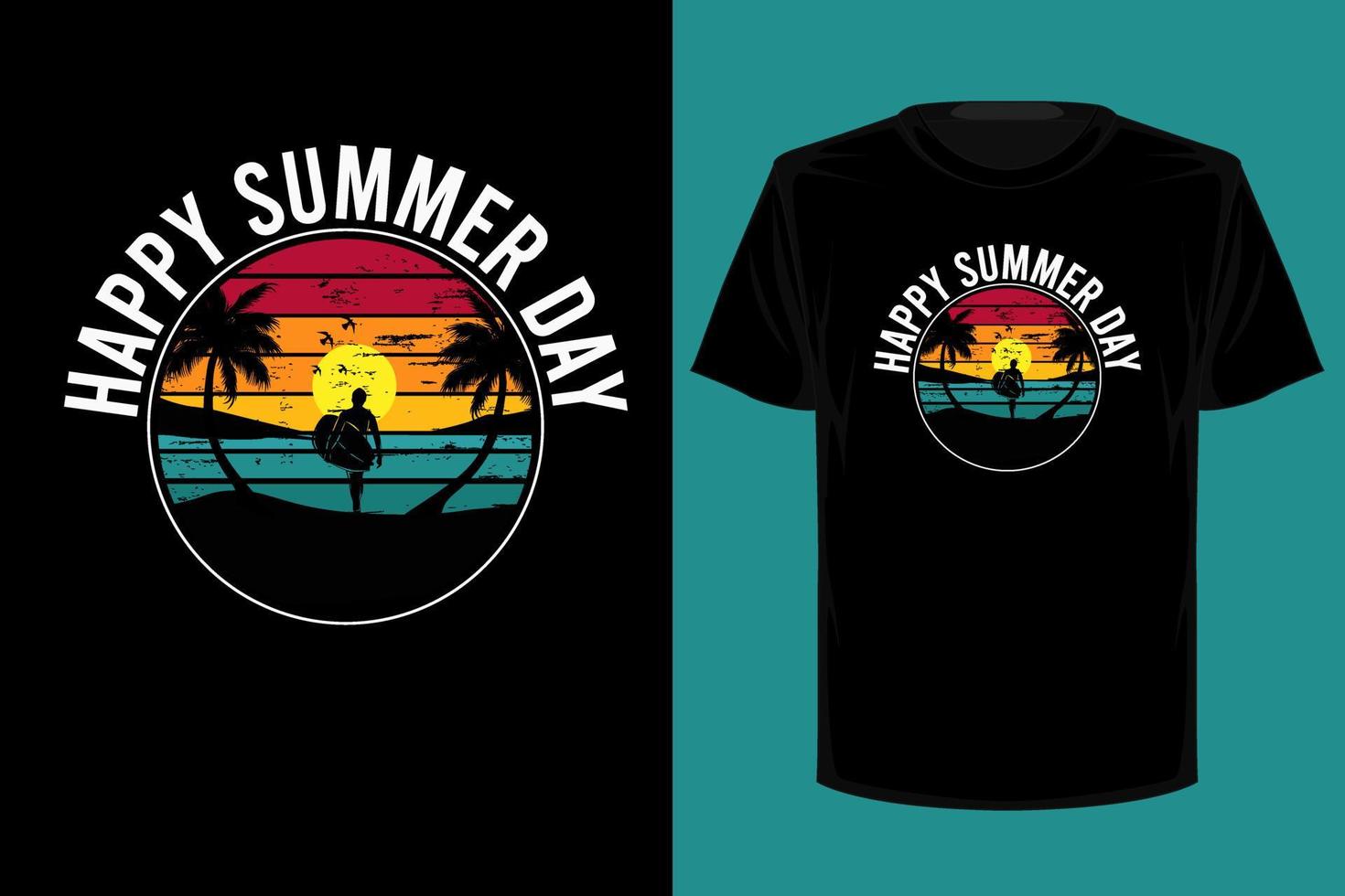 gelukkig zomerdag retro vintage t-shirtontwerp vector
