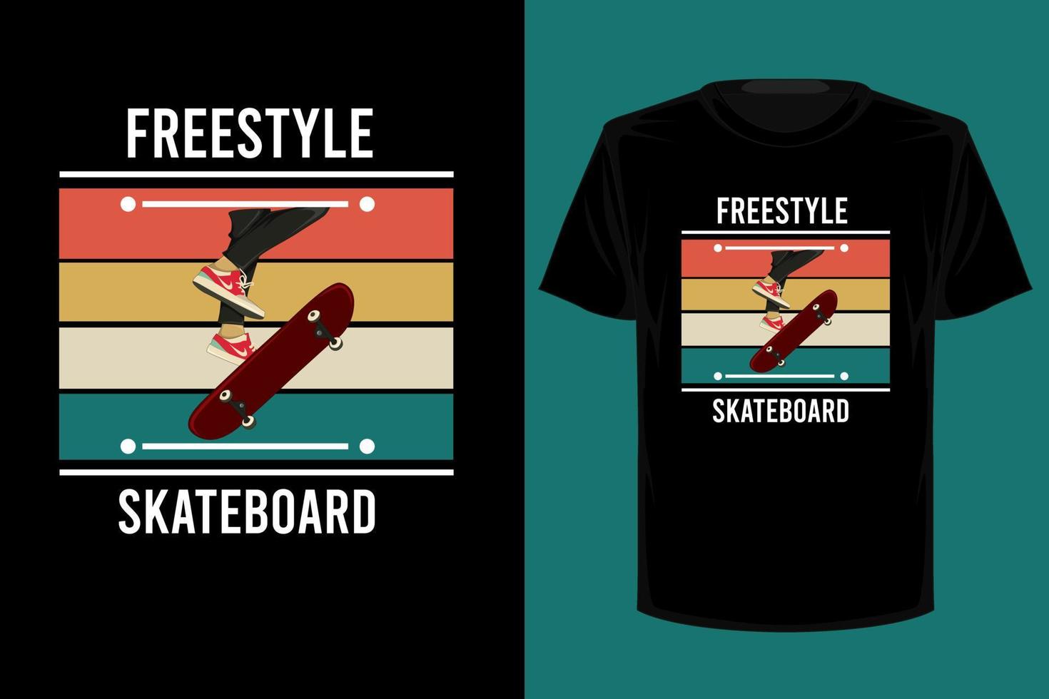 freestyle skateboard retro vintage t-shirtontwerp vector