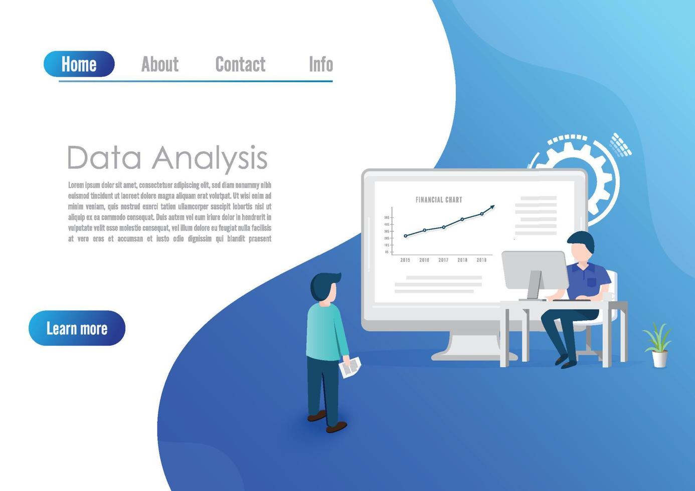 modern plat ontwerpconcept van big data-analyse voor website- en computerwebsite-ontwikkeling. sjabloon voor bestemmingspagina's. digitale informatiekaart en statistisch financieel budget. vector illustratie