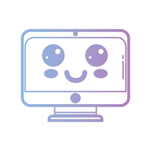 lijn kawaii schattig blij schermmonitor vector