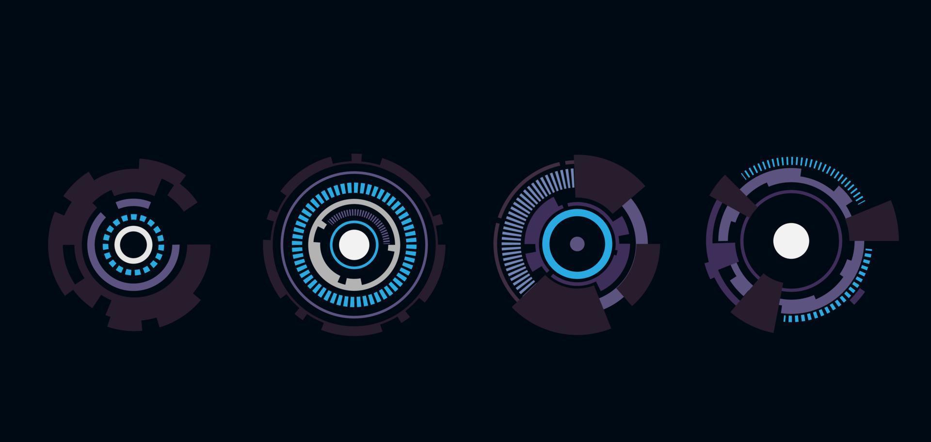 webcircle hud-elementen voor ui, ux, gui, fui. abstracte digitale cirkelvormen instellen. set van sci fi moderne gebruikersinterface-elementen. vector illustratie