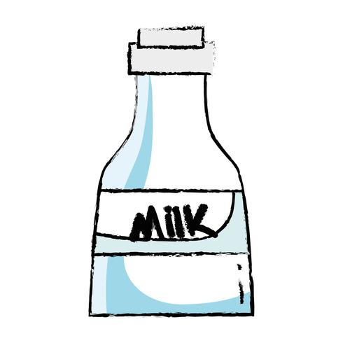 Doodle verse melk fles product voeding vector